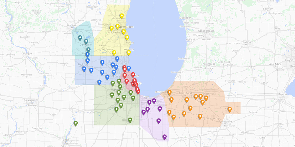 Ozinga Midwest locations map