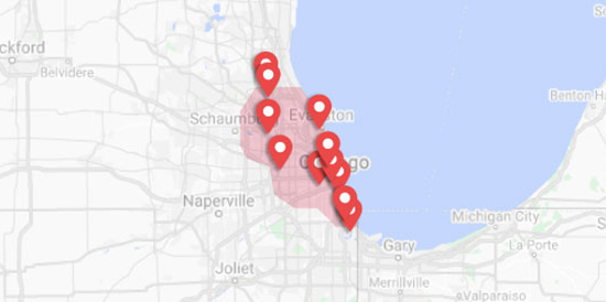 Ozinga Chicago regional locations map
