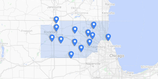Ozinga Northern Illinois regional locations map